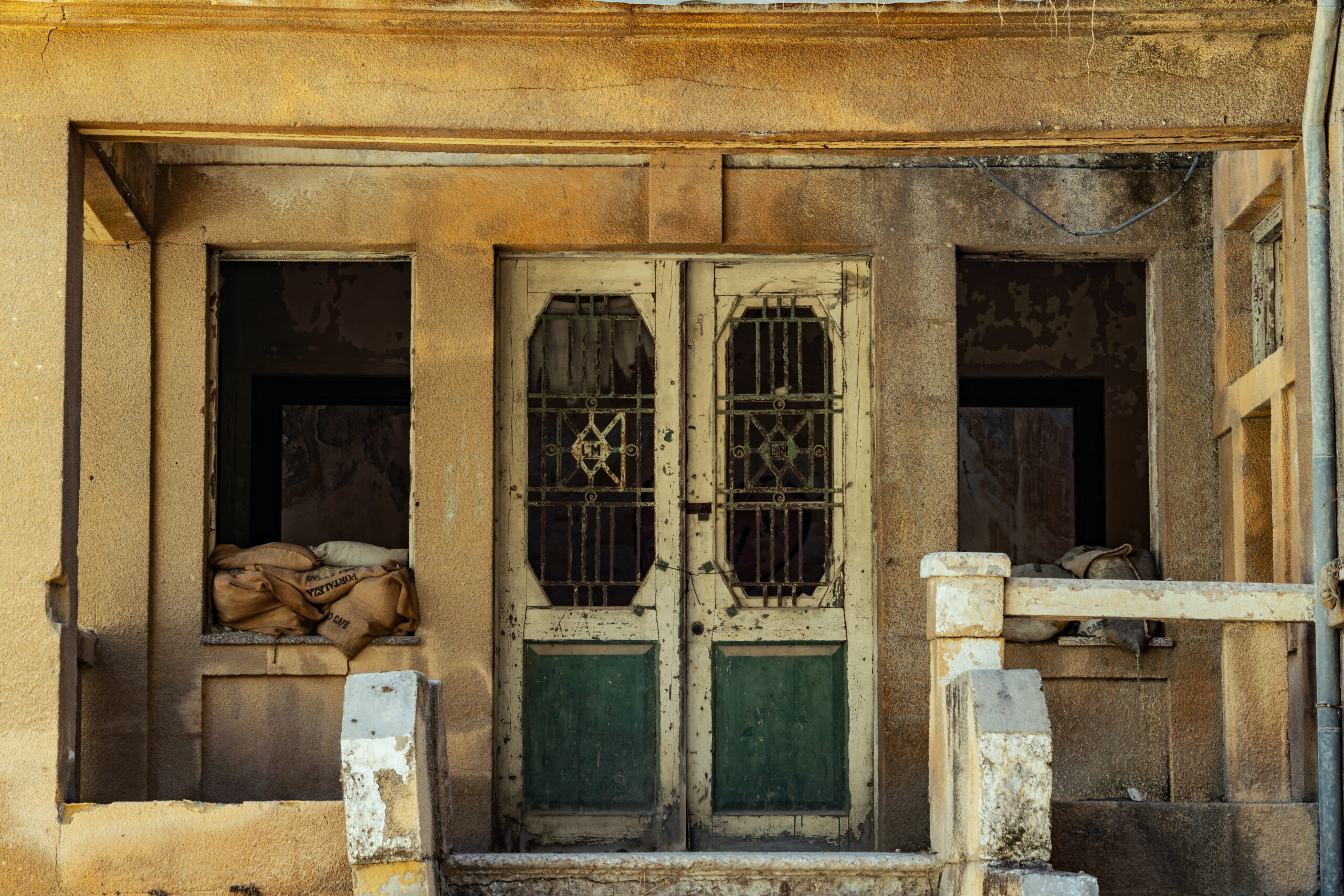 Abandoned buildings beyond the Green Line in divided Nicosia, Cyprus.